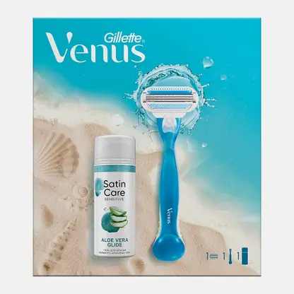Подарочный набор для бритья Gillette Станок Venus Smooth со сменной кассетой + Гель для бритья Satin Care 75мл