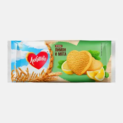 Печенье Сдобное со вкусом Лимон и Мята Любятово 200г