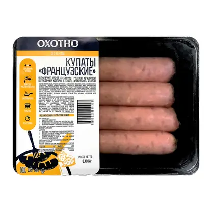 Изображение товара Колбаски Охотно Купаты Французские с сыром 400г