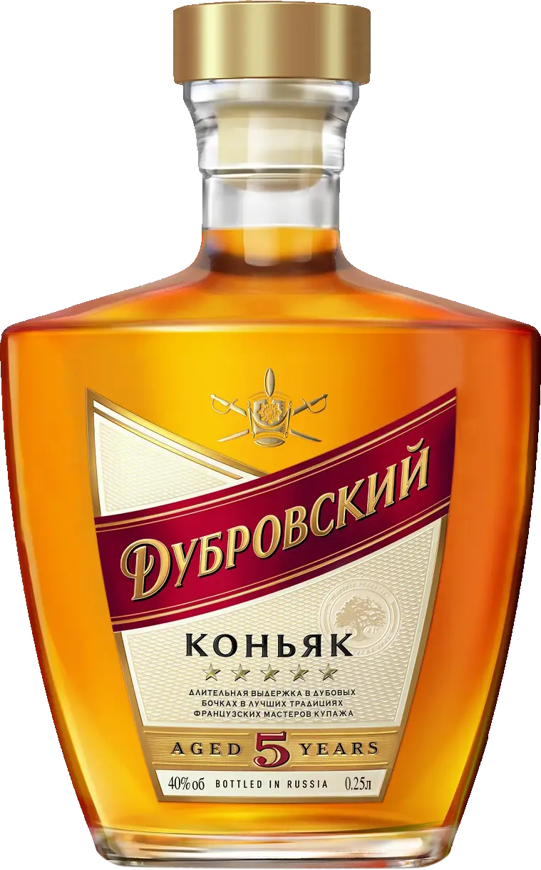 Изображение товара Коньяк Дубровский 5 лет 40% 250 мл - изысканный французский и дагестанский алкогольный напиток