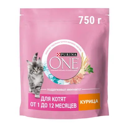 Изображение товара Сухой корм для котят Purina One с курицей и злаками 750г