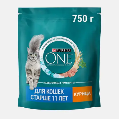 Сухой корм для кошек старше 11 лет с курицей и цельными злаками Purina ONE 750г