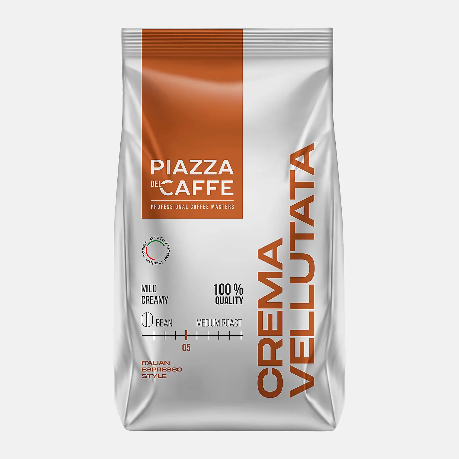 Изображение товара Кофе в зернах Piazza Del Cafe Crema Vellutata 1 кг Среднеобжаренный Робуста