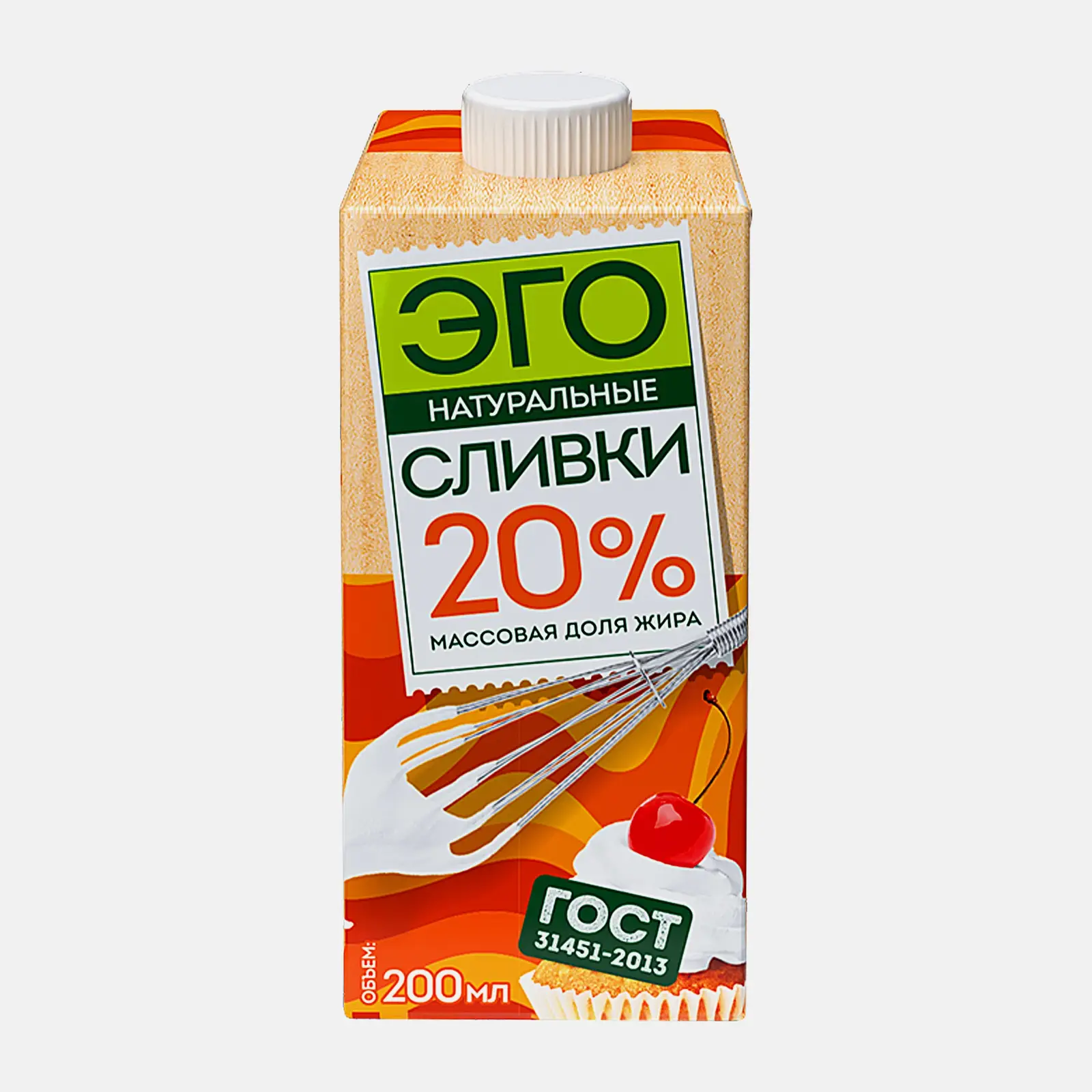 Изображение товара Сливки Эго питьевые ультрапастеризованные 20 процентов 200 мл