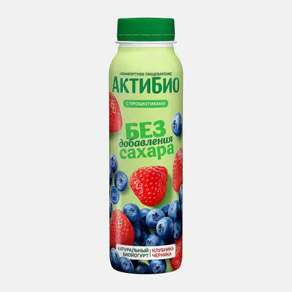 Биойогурт Актибио клубника-черника без сахара 1.5% 260г