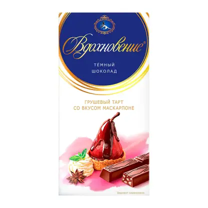 Изображение товара Шоколад Вдохновение темный грушевый тарт со вкусом маскарпоне 42% 100г