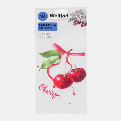 Салфетка для уборки велюр 35*35см Вишня Wellfort