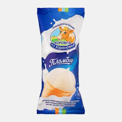Мороженое Коровка из Кореновки Пломбир в вафельном стаканчике 15% 100г
