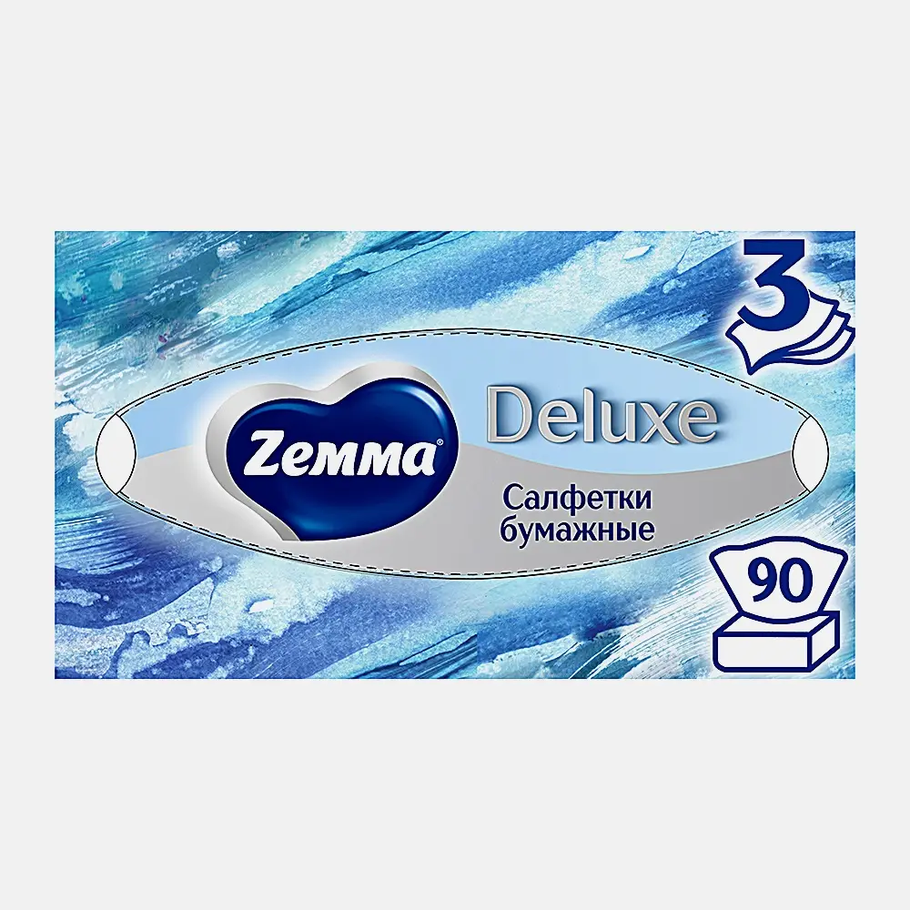 Салфетки бумажные Zewa Deluxe Design 3 слоя 90шт в ассортименте