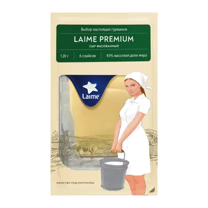 Изображение товара Сыр Laime премиум нарезка 45% 120г