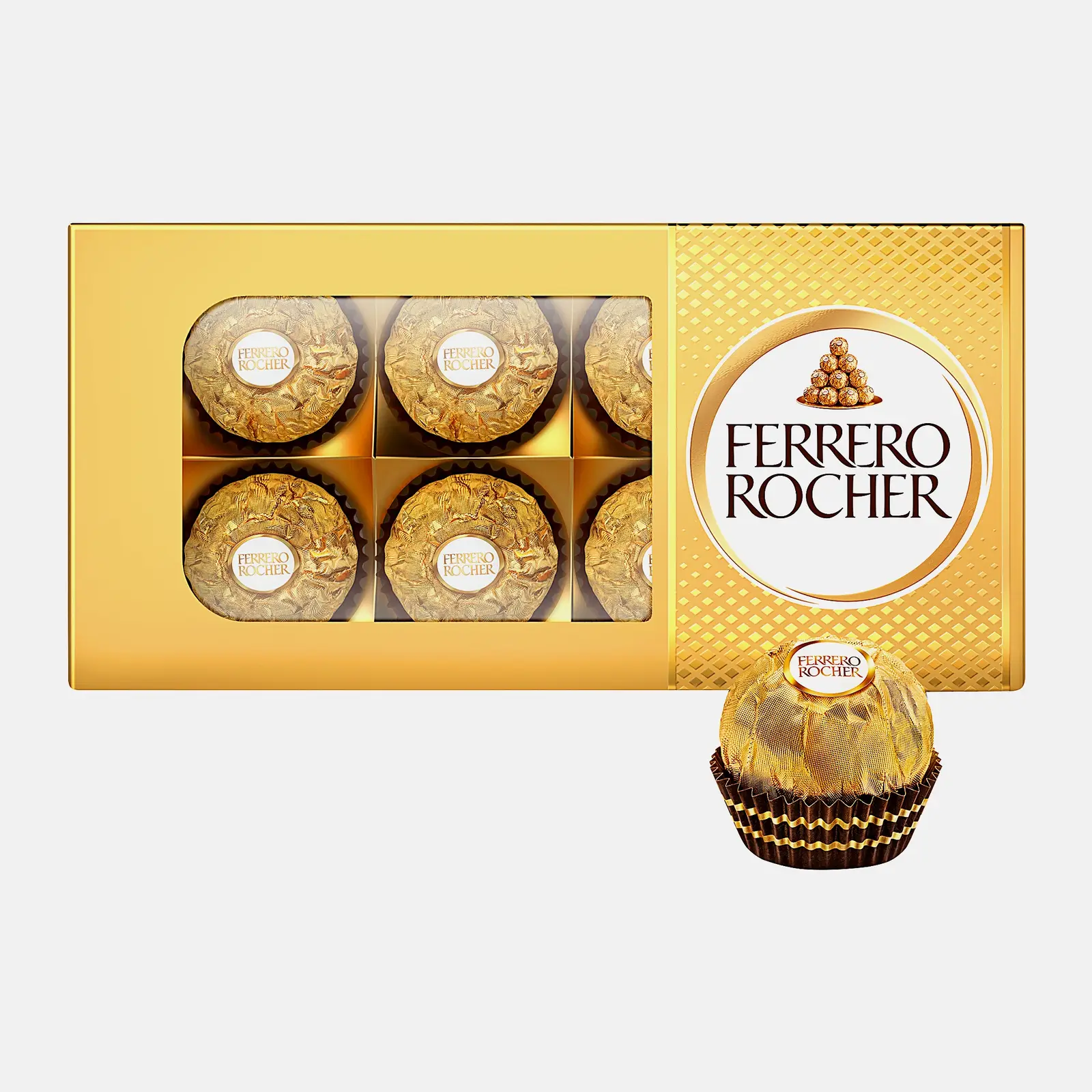Изображение товара Конфеты Ferrero Rocher из молочного шоколада с начинкой из крема и лесного ореха 75г Изображение товара Конфеты Ferrero Rocher из молочного шоколада с начинкой из крема и лесного ореха 75г