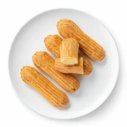 Изображение товара Эклеры классические с заварным кремом Mirel 210г - вкусное пирожное с хрустящим тестом и сливочной