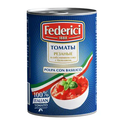 Изображение товара Томаты резанные в собственном соку Federici 425мл