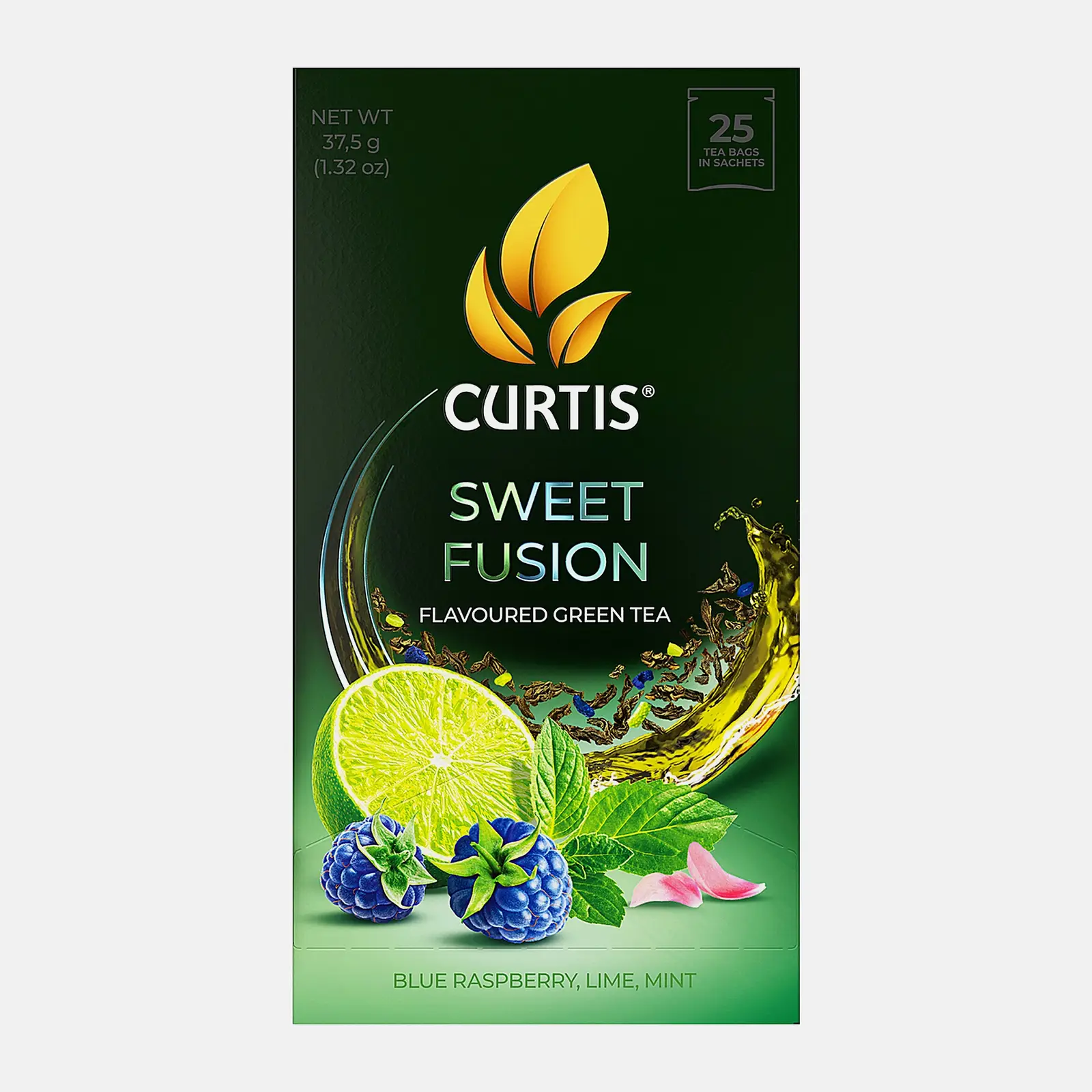 Изображение товара Зеленый чай Curtis Sweet Fusion с ароматами лайма, мяты и малины 25 пакетов