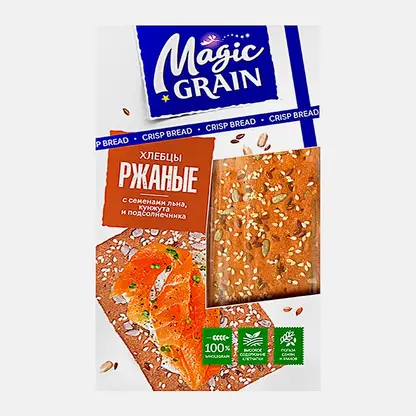 Хлебцы ржаные с семенами льна подсолнечника и кунжута Magic Grain 160г