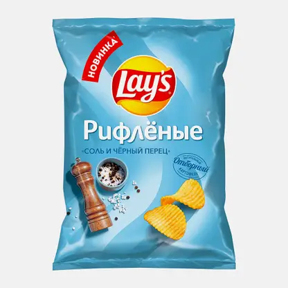 Чипсы рифленые Соль и черный перец Lays 70г