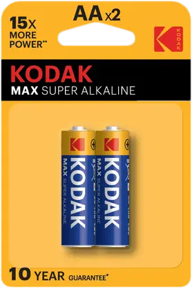 Изображение товара Батарейки Kodak Max Super AA 2 шт - надежные щелочные батарейки для высокой нагрузки