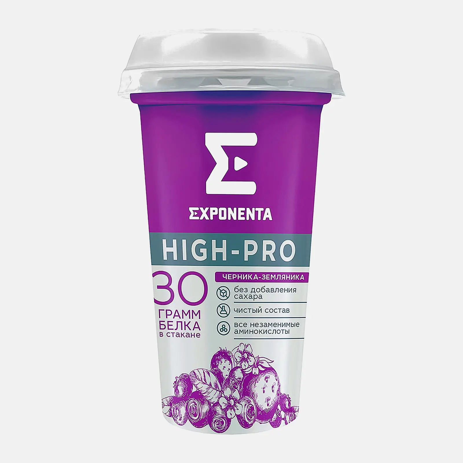 Изображение товара Кисломолочный напиток Exponenta High-Pro обезжиренный черника земляника 250г