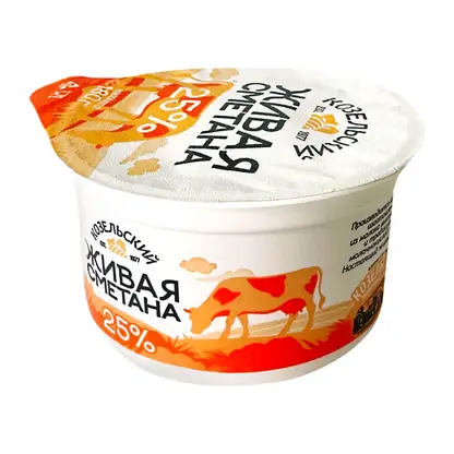 Изображение товара Козельское Молоко Сметана 25% 180г натуральный продукт
