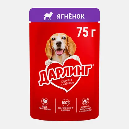 Влажный корм для собак в подливе с ягненком Дарлинг 75г