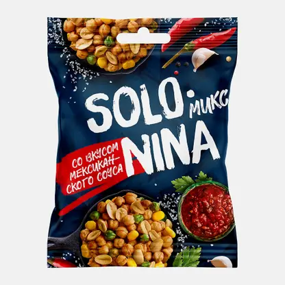 Смесь нута гороха арахиса и кукурузы со вкусом мексиканского соуса Solo Nina 70г