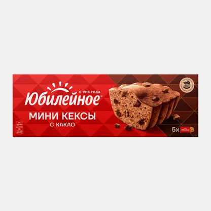 Мини-кексы с кусочками темного шоколада и какао Юбилейное 140г