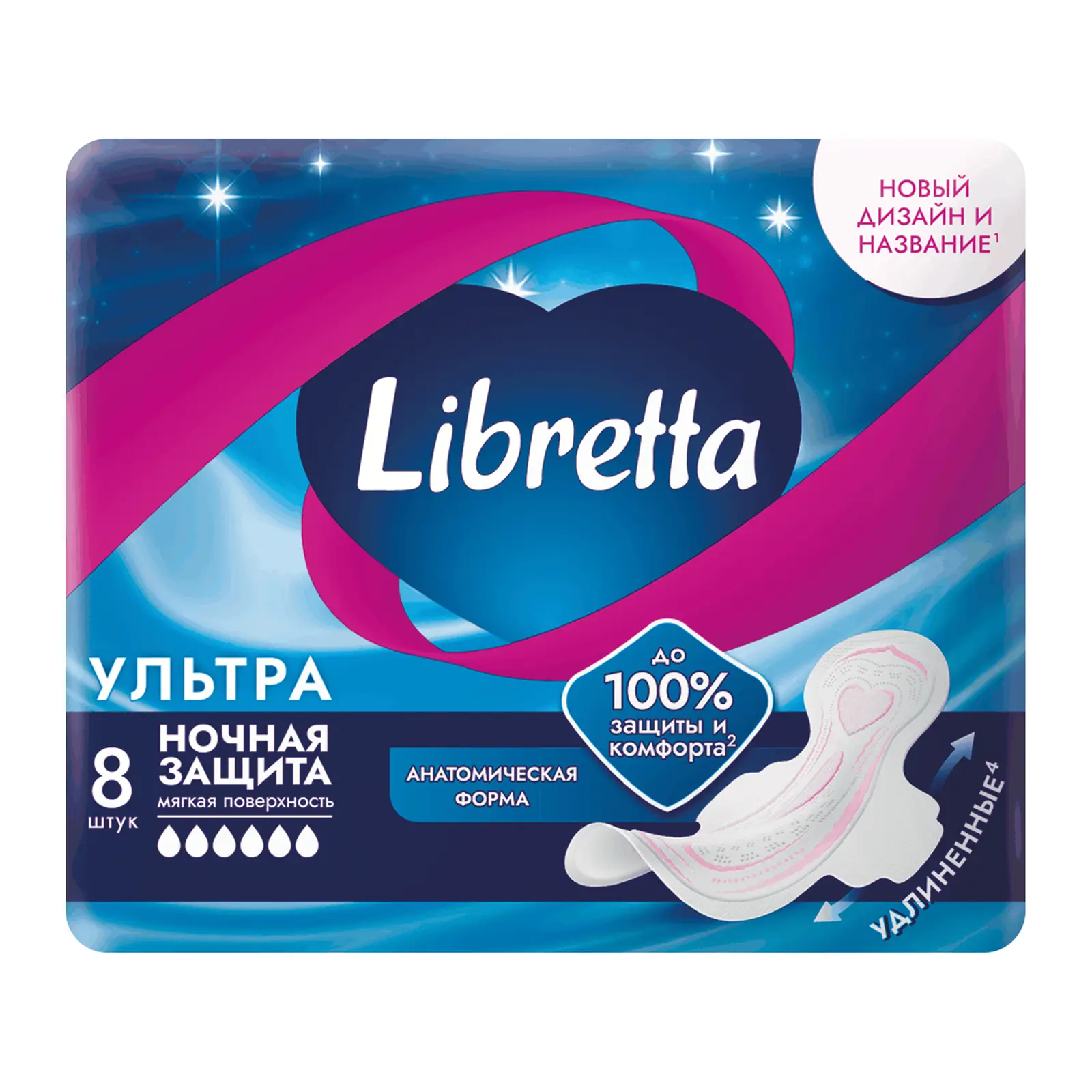 Ночные прокладки с мягой поверхностью Ultra Libretta 8шт