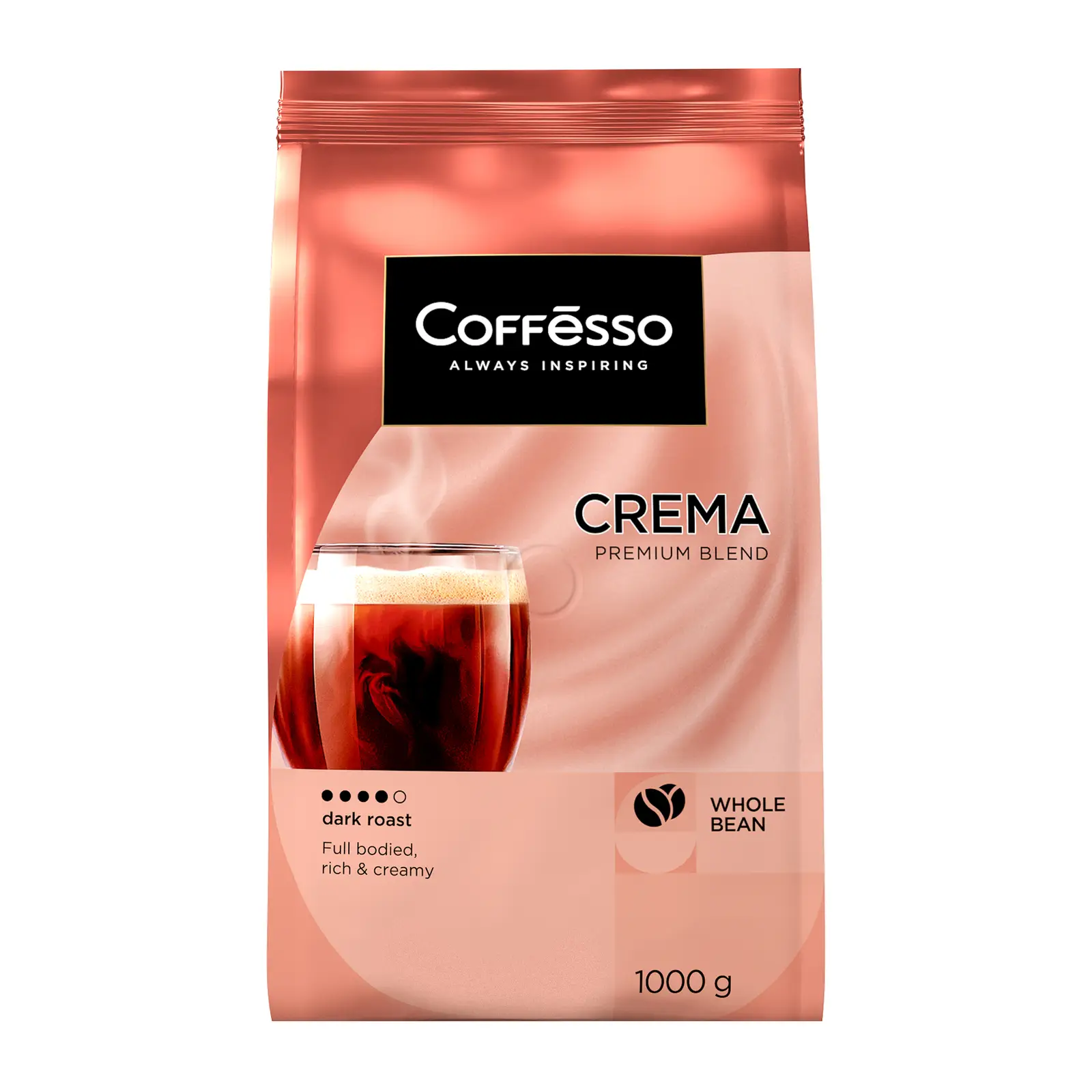 Изображение товара Кофе в зернах Coffesso Crema 1 кг сильная обжарка для ценителей насыщенного вкуса