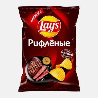 Чипсы рифленые Стейк Рибай с перечным соусом Lays 140г