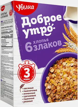 Хлопья шесть злаков Увелка 350г