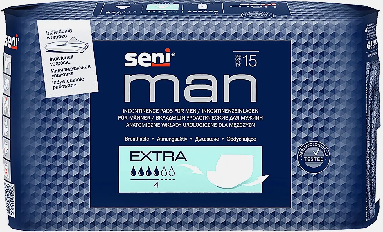 Вкладыши урологические Seni Man Extra для мужчин 15шт Вкладыши урологические Seni Man Extra для мужчин 15шт