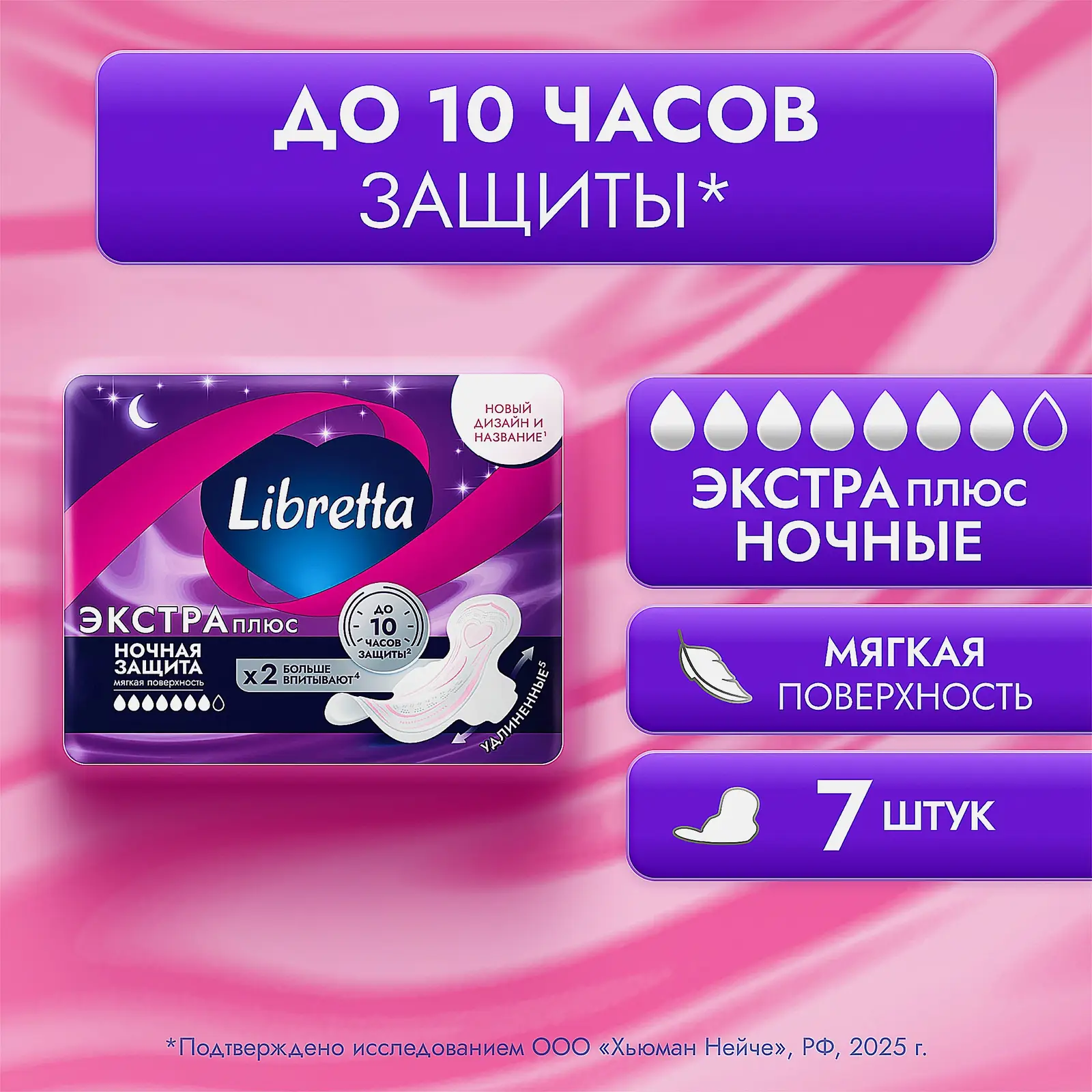 Ночные прокладки с мягой поверхностью Экстра Плюс Libretta 7шт - фото 5
