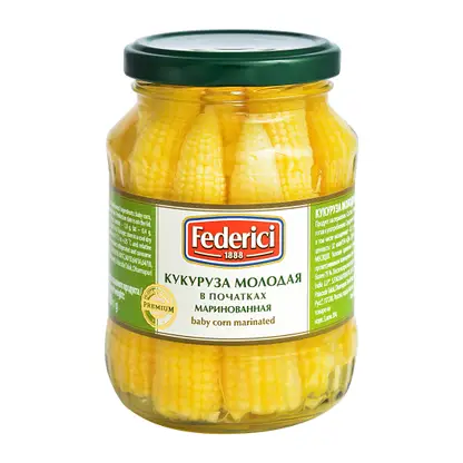 Изображение товара Кукуруза Federici молодая в початках маринованная 340г