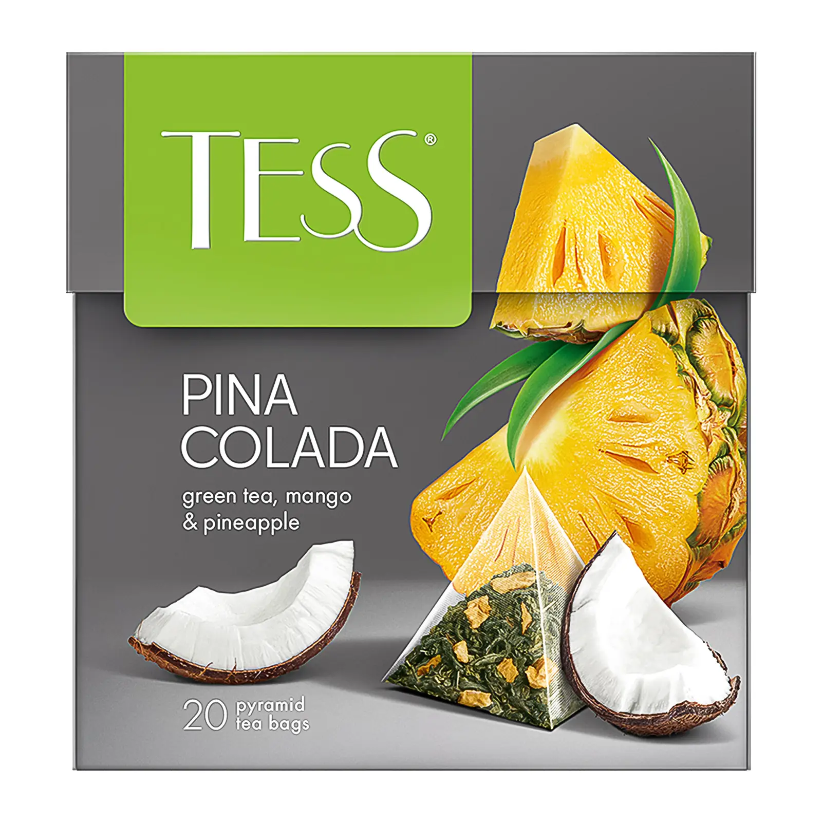 Изображение товара Зеленый чай Tess Pina Colada в пирамидках 20 шт 36 г аромат фруктов
