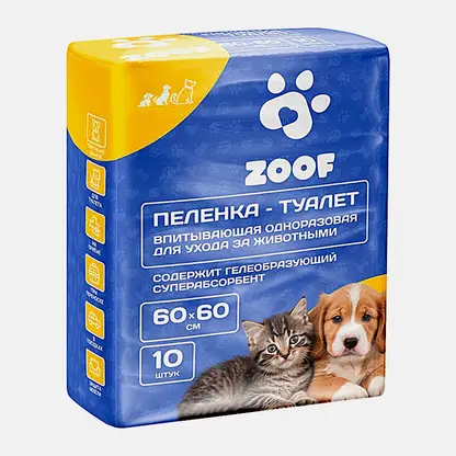 Гелевая пеленка для животных 60*60см Zoof 10шт