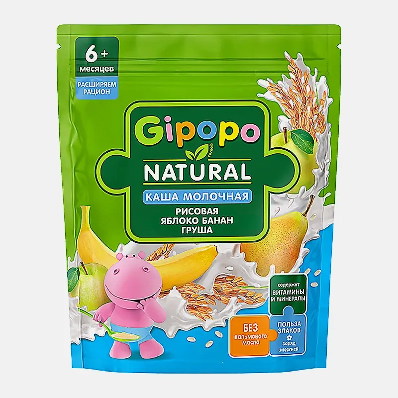 Каша детская молочная рисовая яблоко банан груша Gipopo 200г