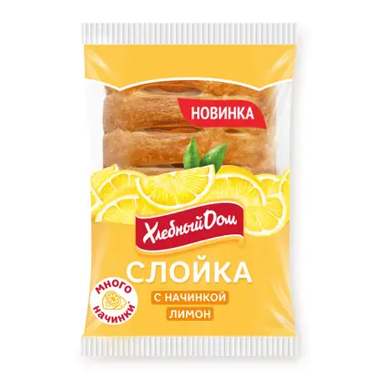 Изображение товара Слойка с лимонной начинкой Хлебный Дом 55г