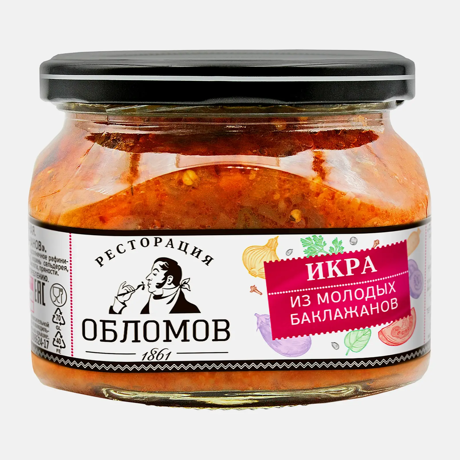 Изображение товара Икра баклажанная из молодых баклажанов Ресторация Обломов 320г