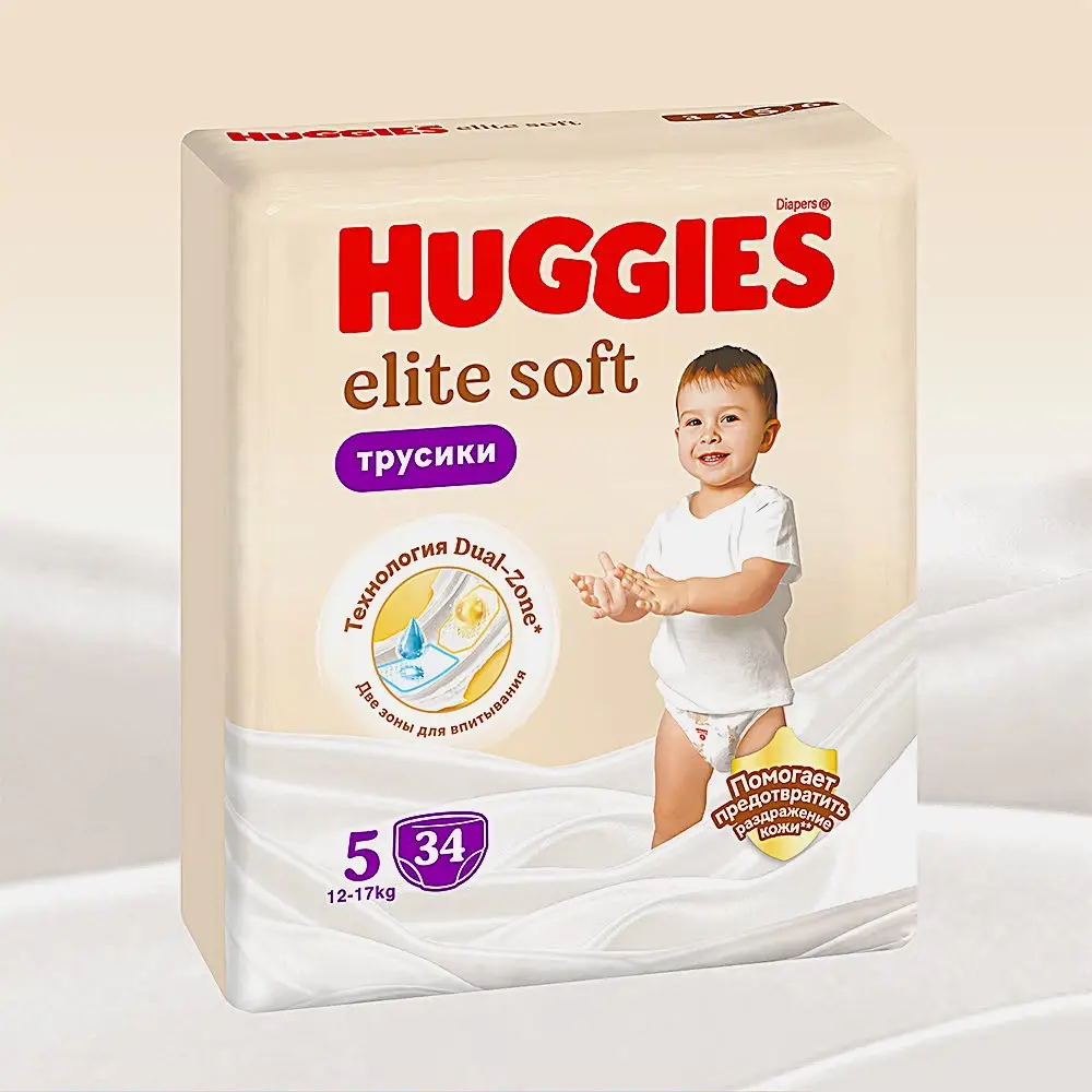 Подгузники-трусики №5 12-17кг Huggies Elite Soft 34шт