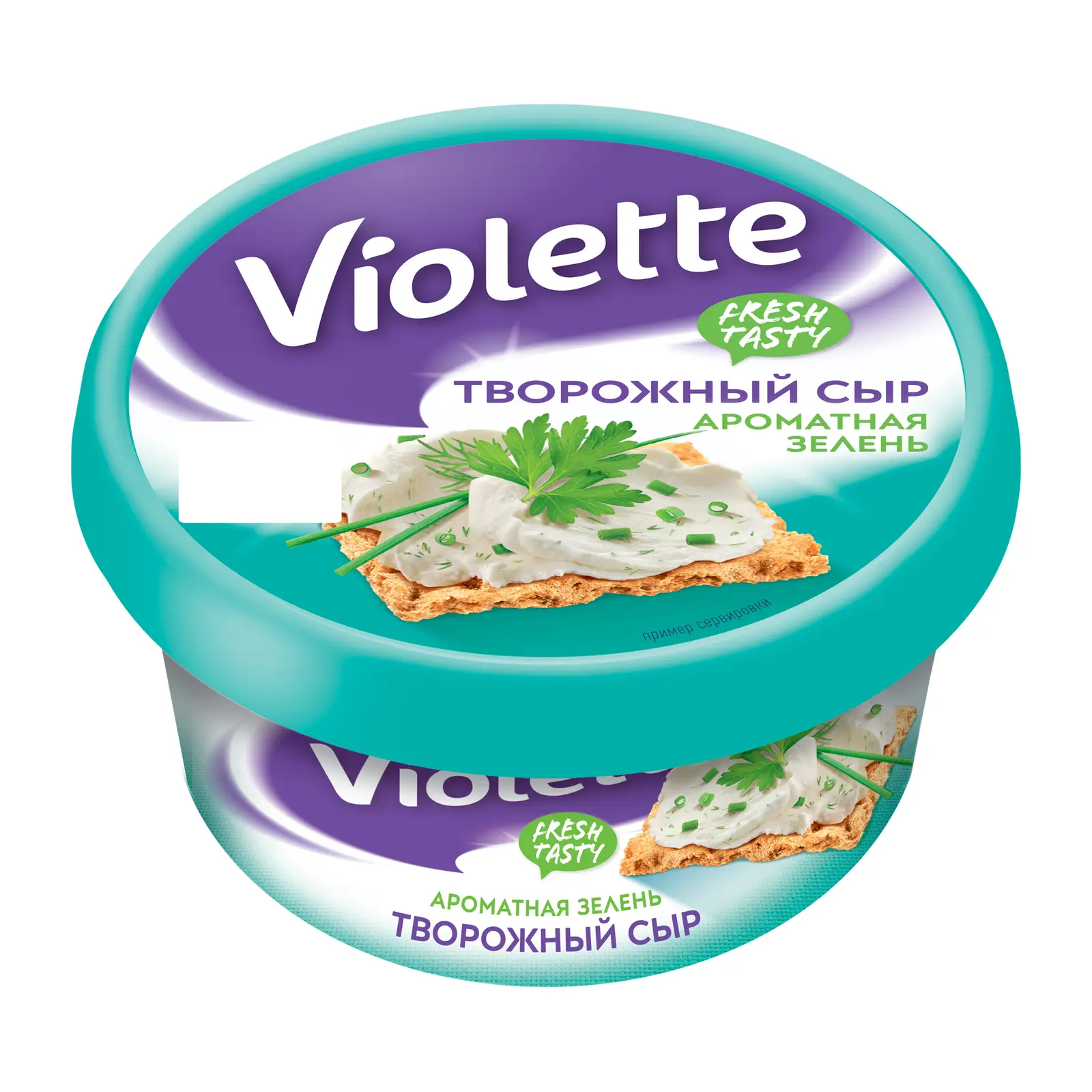 Изображение товара Творожный сыр Violette с зеленью 70% 140г натуральный воздушный вкусный