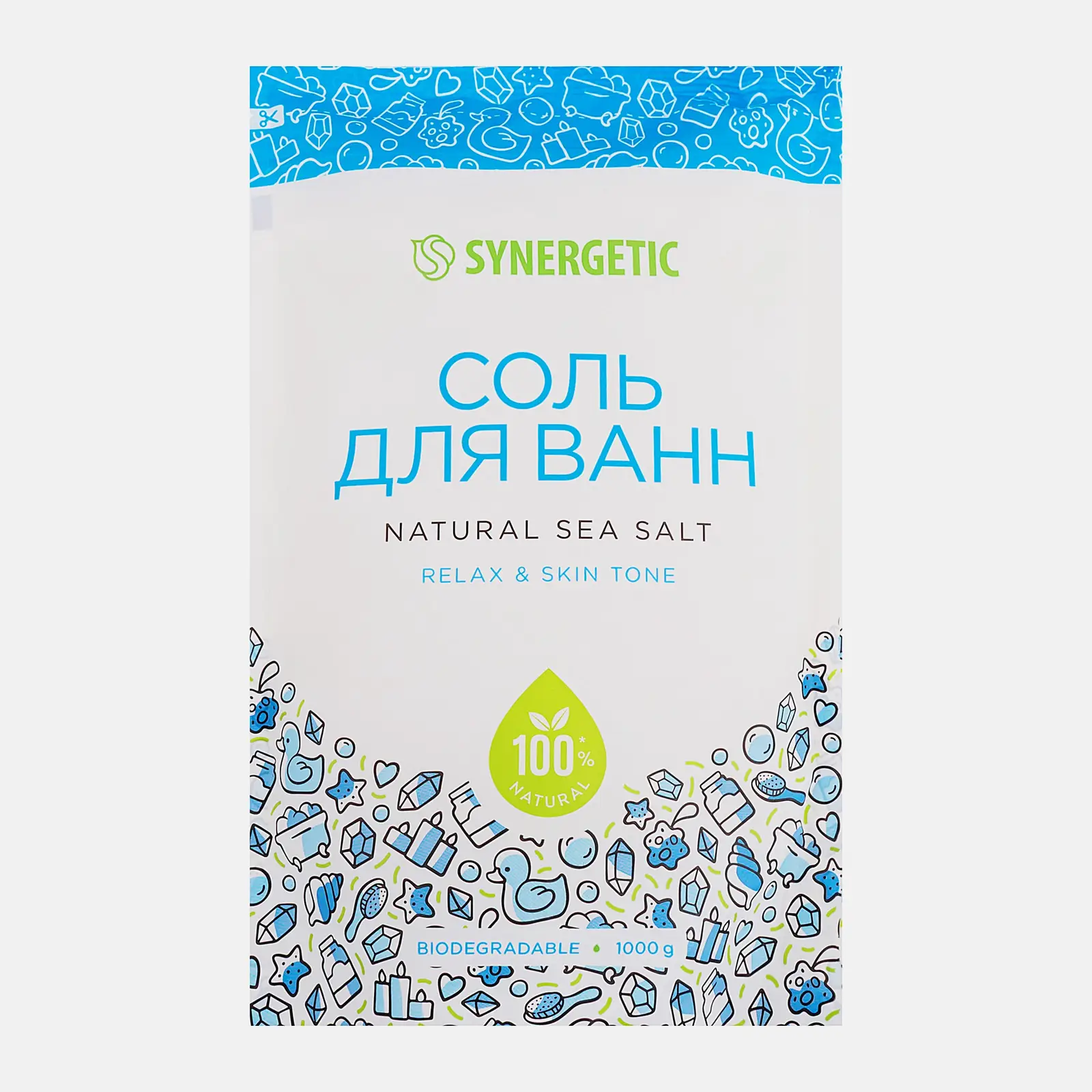 Морская соль для ванн Бархатистая кожа Synergetic 1кг
