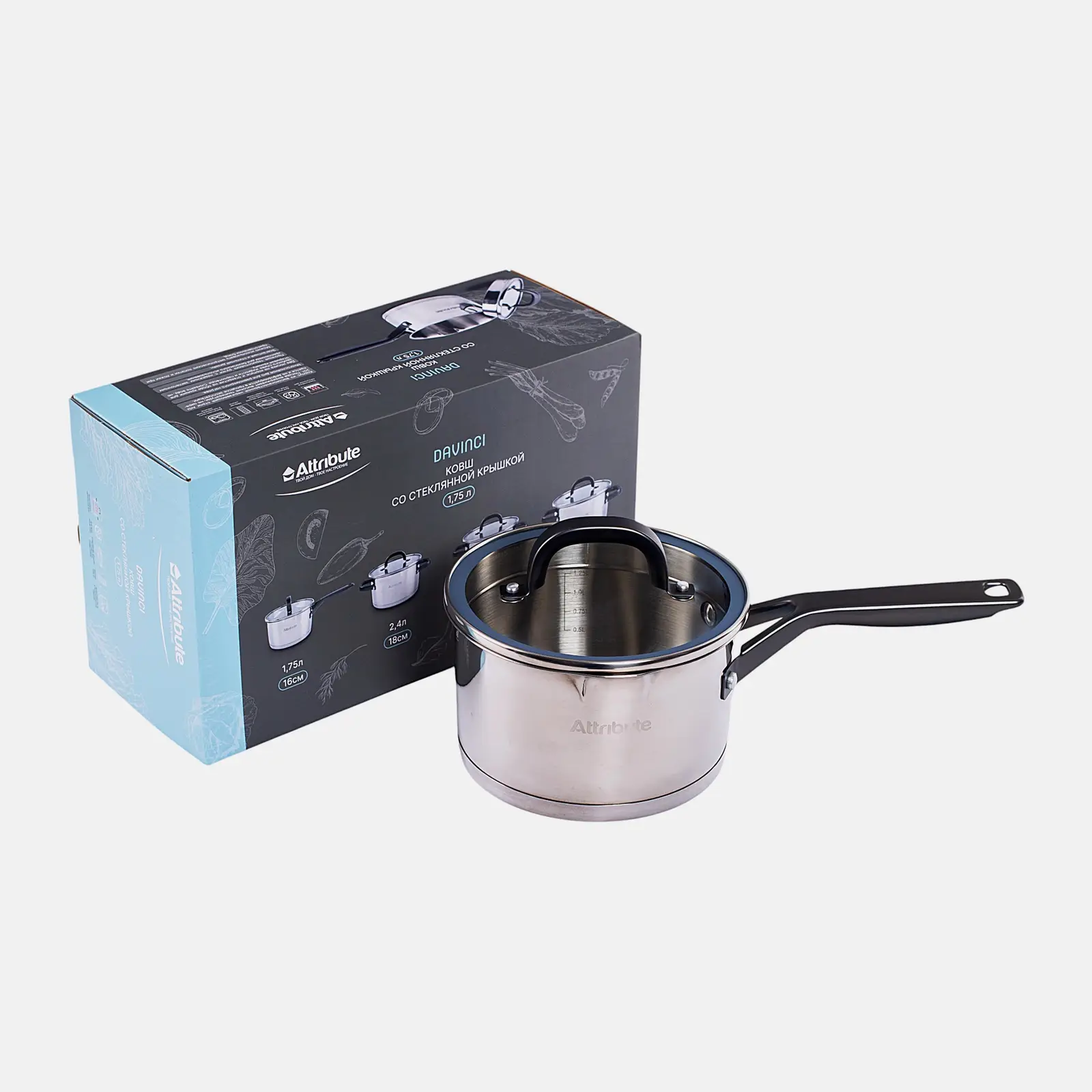 Ковш из нержавеющей стали индукция Davinci Attribute 1.75л - фото 6