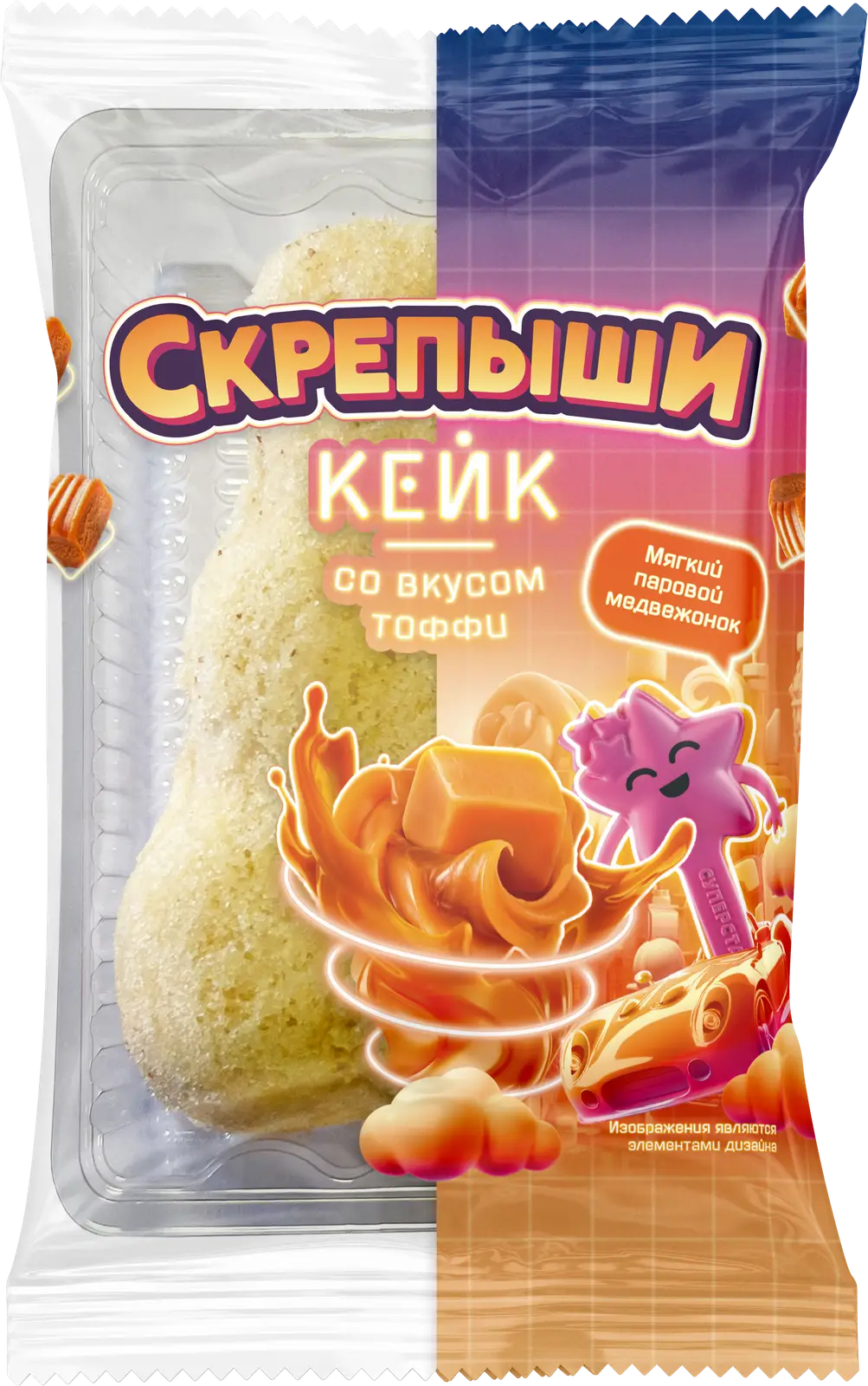 Кейк Скрепыши Мишка со вкусом ириса тоффи 100г — в каталоге на сайте сети  Магнит | Краснодар