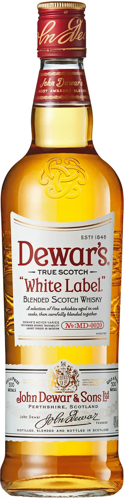 Изображение товара Виски Dewars White Label 0.5л 40% — классический шотландский купажированный скотч