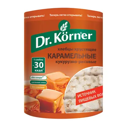 Изображение товара Хлебцы Кукурузно-рисовые Карамельные без глютена Dr.Korner 90г