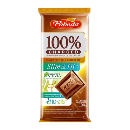 Изображение товара Шоколад Победа Вкуса Charged молочный без сахара 100г