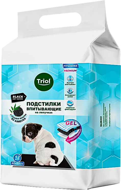 Подстилки для животных Triol с угольным фильтром на липучках 60*60см 12шт