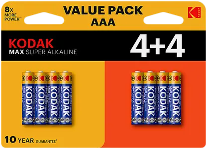 Батарейки Kodak Max Alkaline ААА 4+4шт
