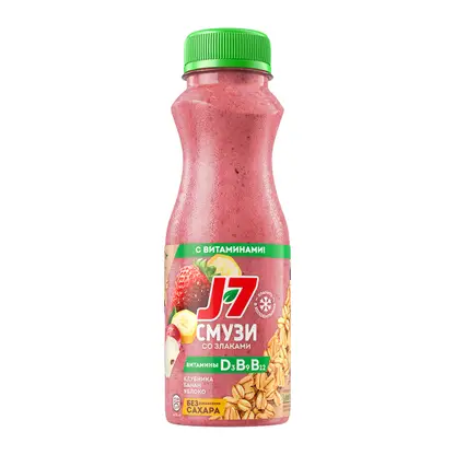 Изображение товара Смузи клубника-банан-яблоко со злаками и витаминами J7 300мл