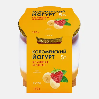 Йогурт Коломенский Клубника банан 5% 170г
